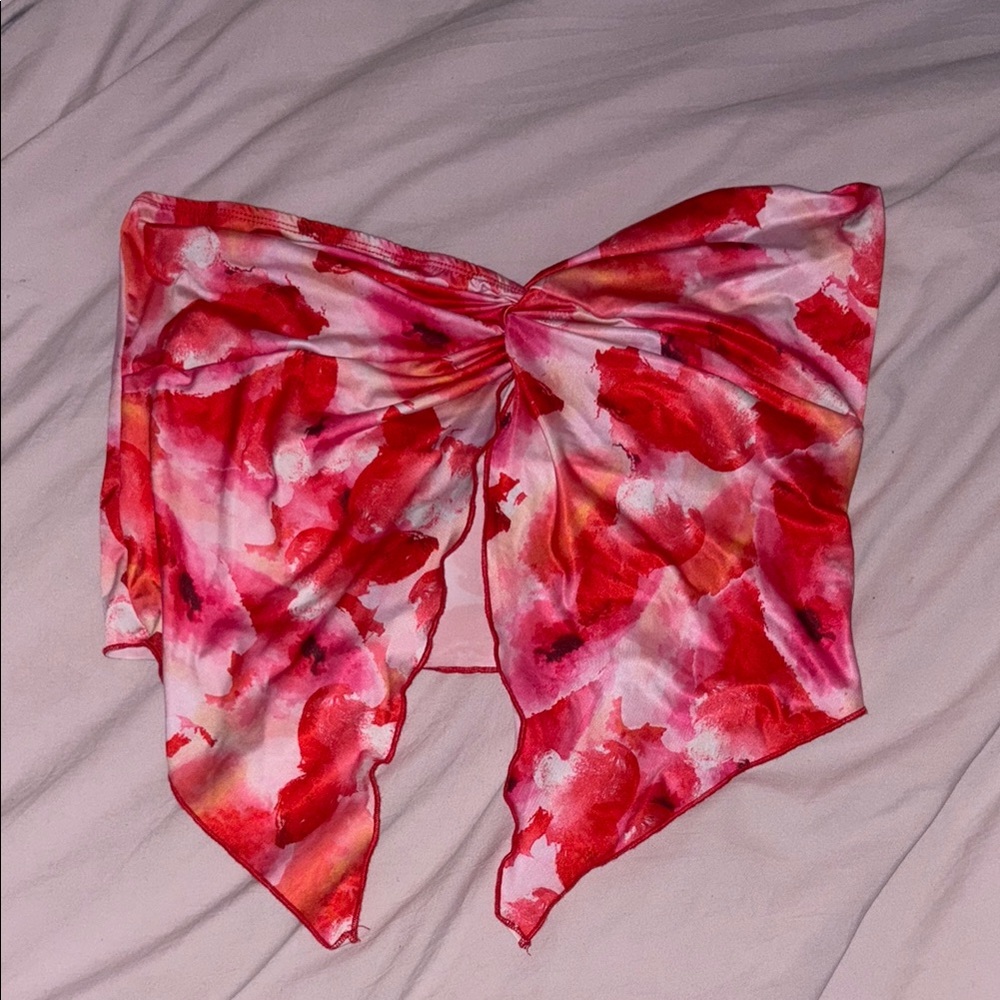 Red and Pink Abstract Scarf